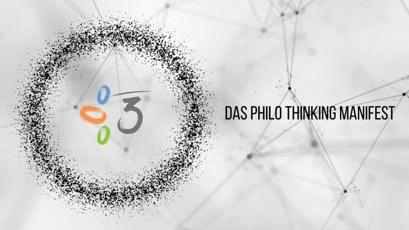 Philo Thinking Manifest- Auf dem Thumbnail ist das Philotrails Logo in einem Orbit dargestellt. Der Hintergrund ist ein Netzwerk.